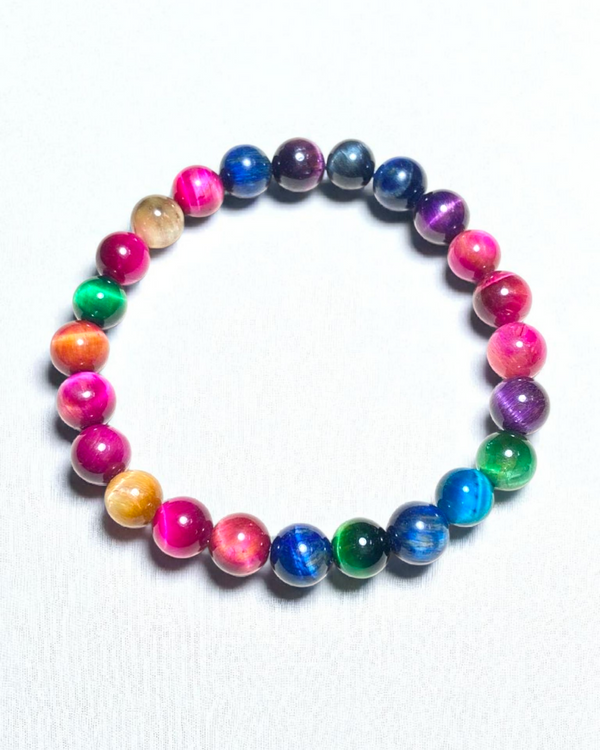 Natural Multi Tiger Eye Stone Bracelet – Handmade Crystal Healing Beads for Protection, Confidence