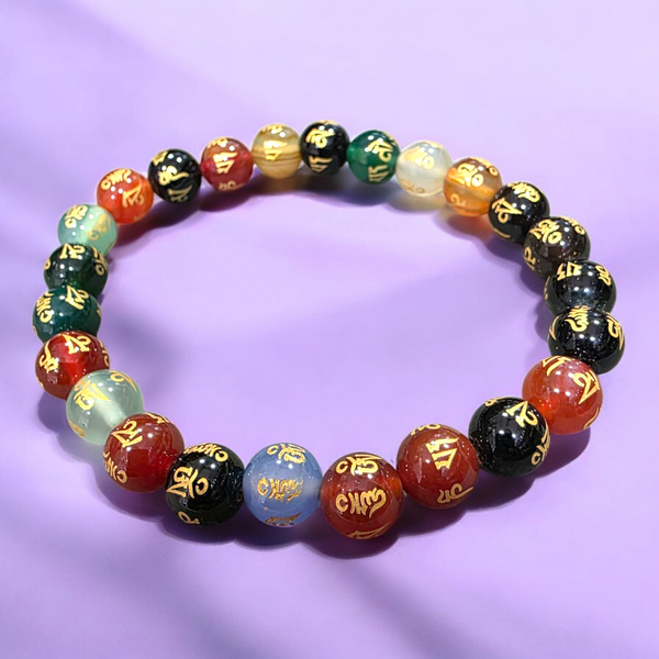 Multi Om Mani Padme Hum Bracelet – Spiritual Protection & Positive Energy Healing Jewelry