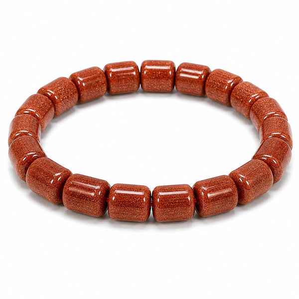 Goldstone Cylinder Bead Bracelet | Handmade Sparkling Crystal Stretch Bracelet | Confidence & Motiva