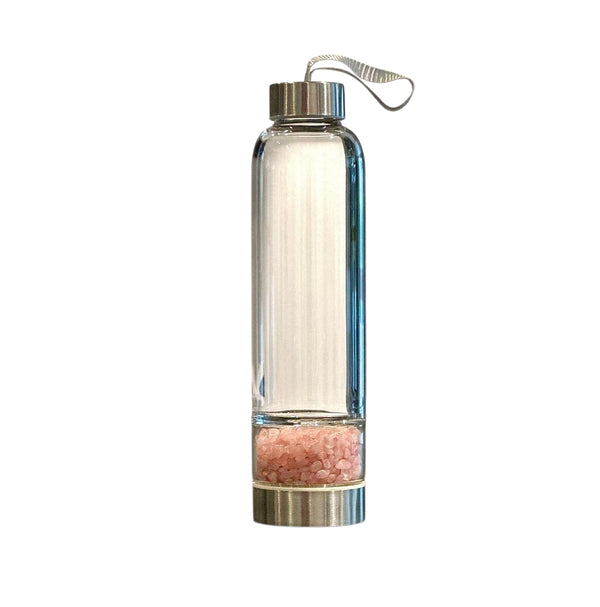 Rose Quartz Elixir Glass Water Bottle – Crystal Infused Healing Bottle