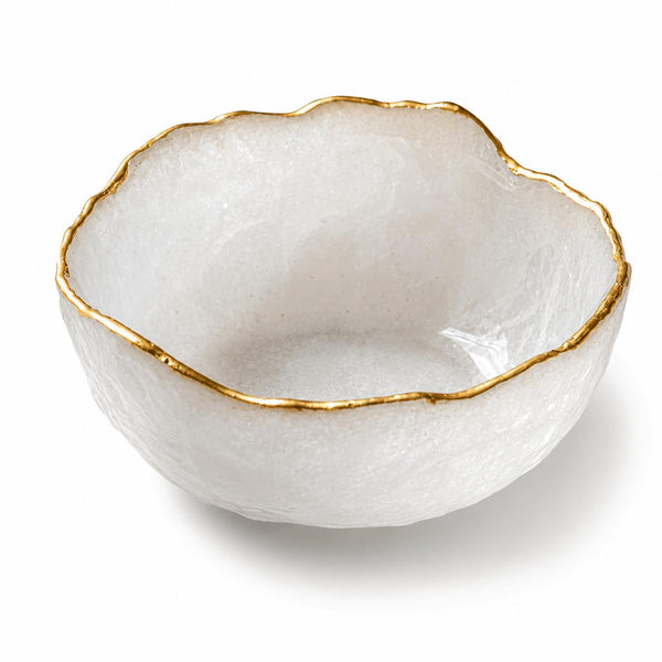 Natural White Selenite Crystal Bowl with Gold Edge | Charging Bowl for Crystals, Jewelry & Healing S