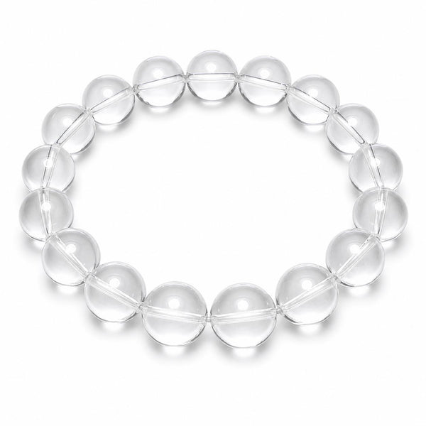Natural Clear Quartz Bracelet 10 mm | Crystal Healing Bracelet for Energy, Meditation, Reiki & Chakr