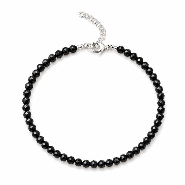 Black Onyx Faceted Anklet | Natural Crystal Beaded Anklet