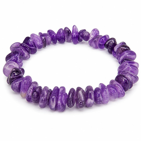 Natural Amethyst Chip Bracelet | Handmade Stretch Crystal Bracelet | Premium Purple Gemstone Jewelry