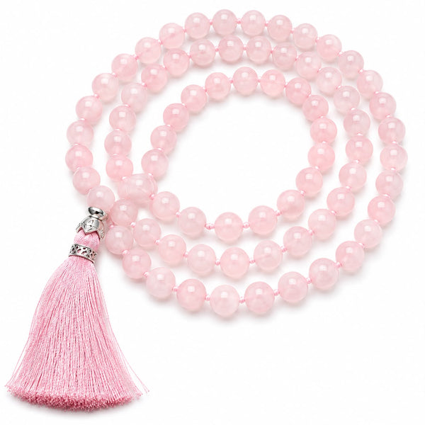 Rose Quartz Jap Mala 108 Beads | Natural Crystal Prayer & Meditation Mala