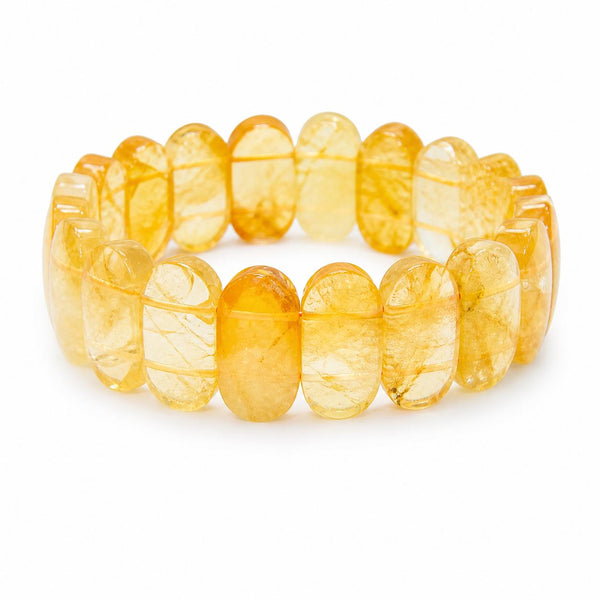 Natural Citrine Faceted Oval Bracelet | Handmade Premium Crystal Bracelet | Sahara Agate