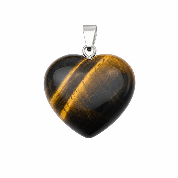 Natural Tiger Eye Heart Crystal Pendant | Protection, Confidence & Good Luck Gemstone Necklace