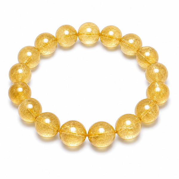Natural Citrine Bracelet 10 mm | Wealth & Success Crystal Bracelet for Abundance, Manifestation, Rei