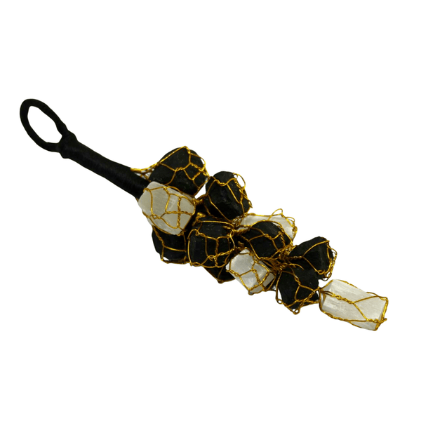 Black Tourmaline & Selenite Hanging – EMF Protection, Energy Cleansing Crystal Decor for Home, Offic