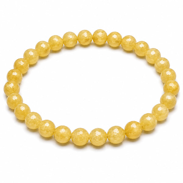 Yellow Calcite Diamond Cut Bracelet 6mm | Natural Crystal Beaded Bracelet