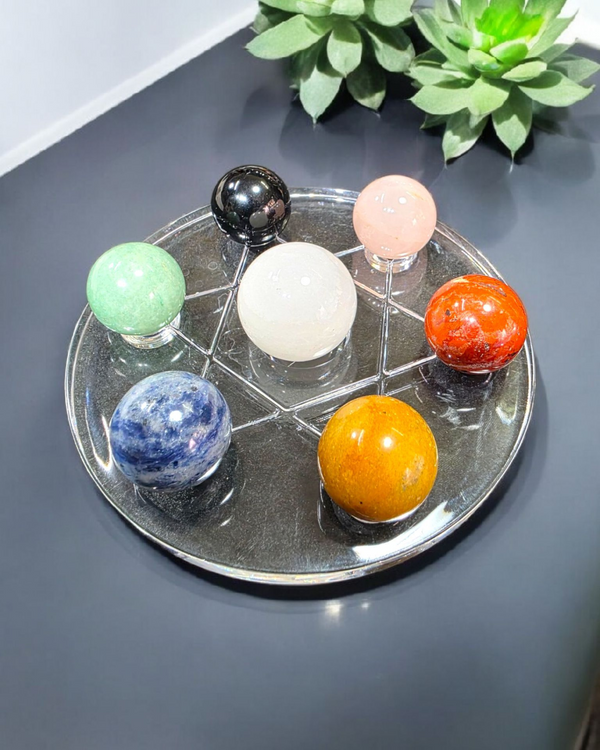 7 Star Crystal Energy Healing Plate – Sacred Geometry for Positive Energy, Meditation & Vastu Correc