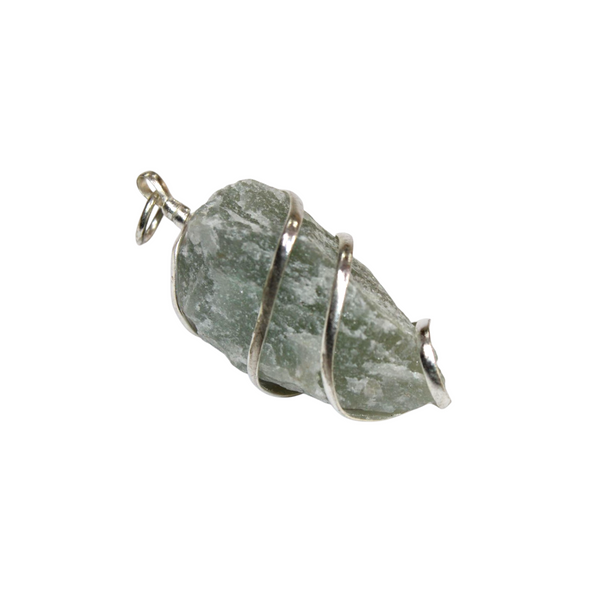 Green Aventurine Raw Crystal Pendant | Handmade Wrapped Natural Stone Necklace