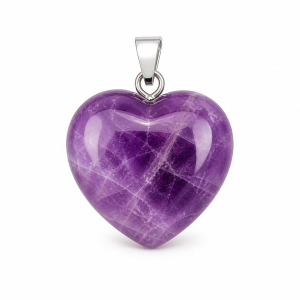 Natural Amethyst Heart Crystal Pendant