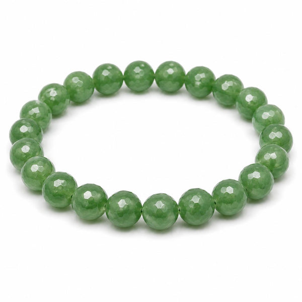 Green Jade Diamond Cut Bracelet | Natural Crystal Beaded Bracelet