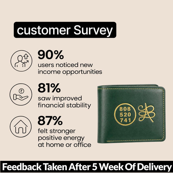 Green Success Wallet with 808 520 741 & Gold Symbol