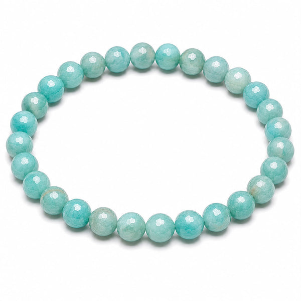 Amazonite Diamond Cut Bracelet 6mm | Natural Crystal Beaded Bracelet
