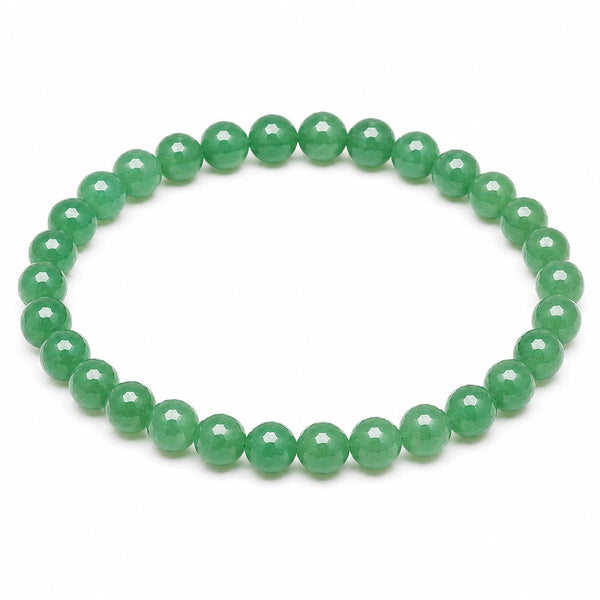 Green Aventurine Diamond Cut Bracelet 6mm | Natural Crystal Beaded Bracelet