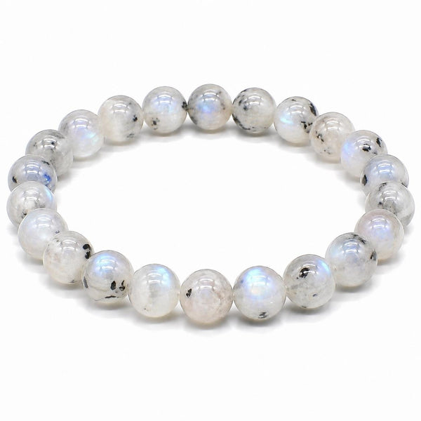 Natural Rainbow Moonstone Bracelet 8mm | Genuine Flash Moonstone Crystal Bracelet