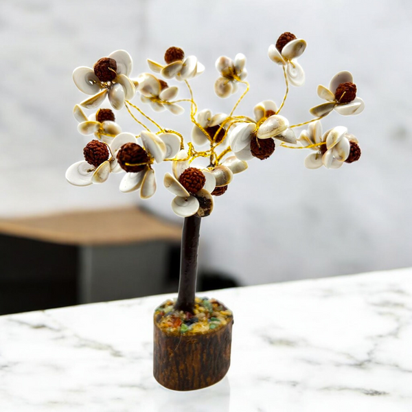 Natural Gomti Chakra Rudraksha Tree with 54 Beads – Handcrafted Vastu Tree for Positive Energy, Weal