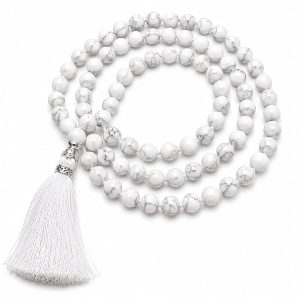 Howlite Jap Mala 108 Beads | Natural Crystal Prayer & Meditation Mala