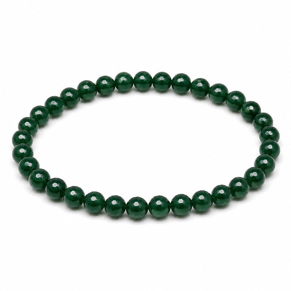 Green Jade Diamond Cut Bracelet 6mm | Natural Crystal Beaded Bracelet