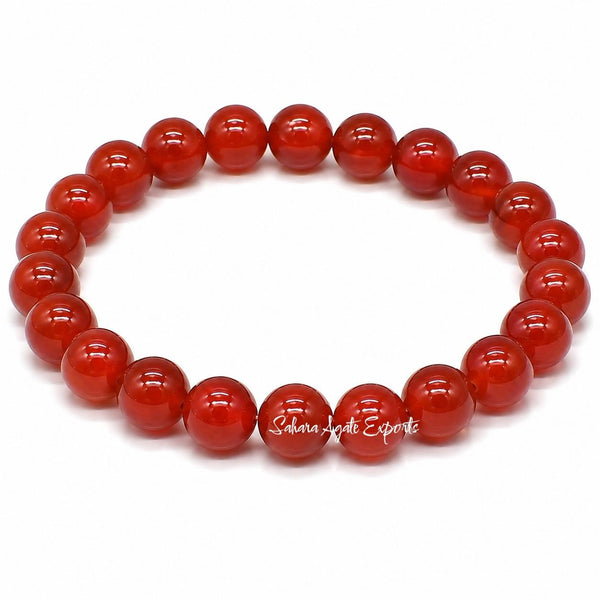 Natural Red Carnelian Bracelet 8mm | Genuine Crystal Bead Bracelet