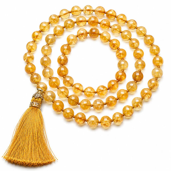 Citrine Jap Mala 108 Beads | Natural Crystal Prayer & Meditation Mala