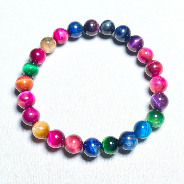 Natural Multi Tiger Eye Stone Bracelet – Handmade Crystal Healing Beads for Protection, Confidence