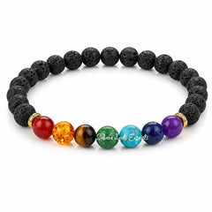 Natural 7 Chakra Lava Stone Bracelet 8mm | Healing Crystal Bracelet