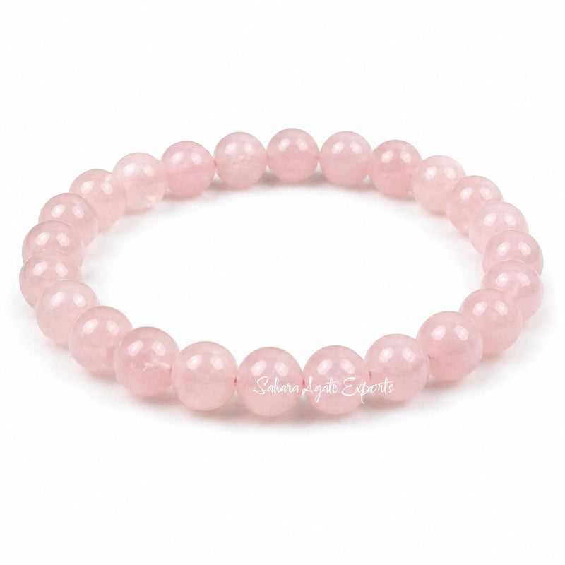 Natural Rose Quartz Bracelet 8mm | Genuine Pink Crystal Bracelet