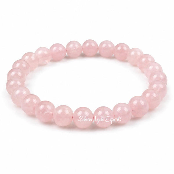 Natural Rose Quartz Bracelet 8mm | Genuine Pink Crystal Bracelet