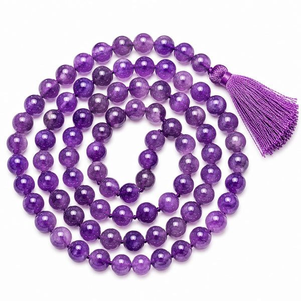 Amethyst Jap Mala 108 Beads | Natural Crystal Prayer & Meditation Mala