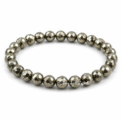 Natural Faceted Pyrite Bracelet 8mm | Premium Gemstone Bead Bracelet
