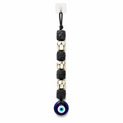 Black Tourmaline & Selenite Evil Eye Hanging | Natural Crystal Wall & Car Hanging