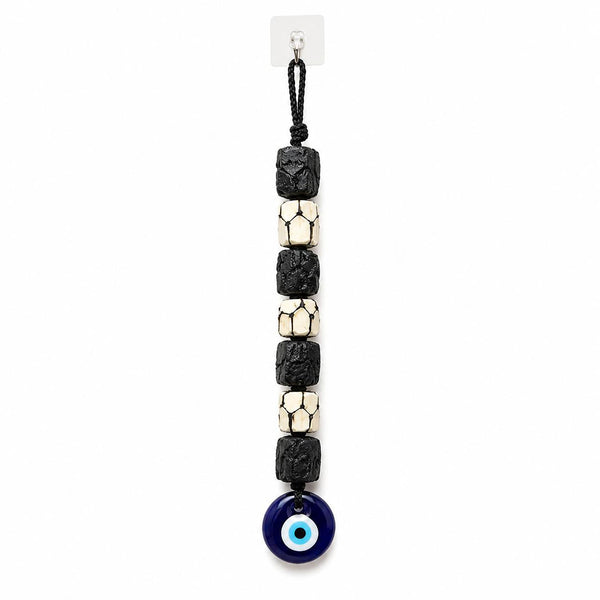 Black Tourmaline & Selenite Evil Eye Hanging | Natural Crystal Wall & Car Hanging