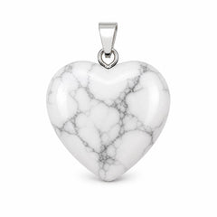 Natural White Howlite Heart Crystal Pendant