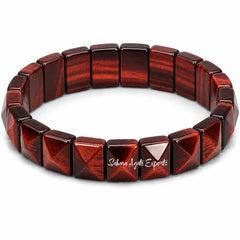 Natural Red Tiger Eye Pyramid Tile Bracelet