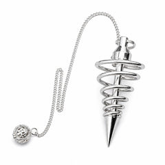 Silver Spiral Metal Cage Pendulum for Crystal Dowsing, Reiki, Chakra Healing & Divination