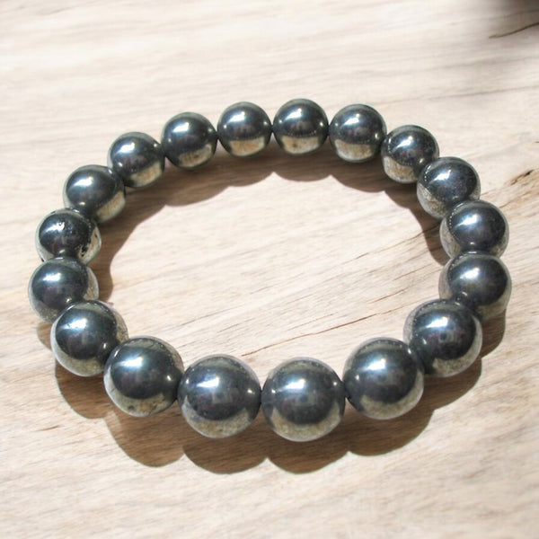 Natural Pyrite Bracelet 10MM – Wealth, Protection & Energy Stone Beads