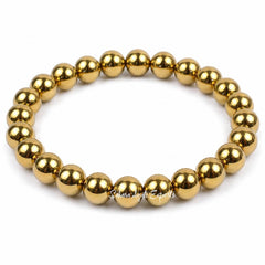 Gold Hematite Bracelet 8mm | Premium Metallic Bead Bracelet