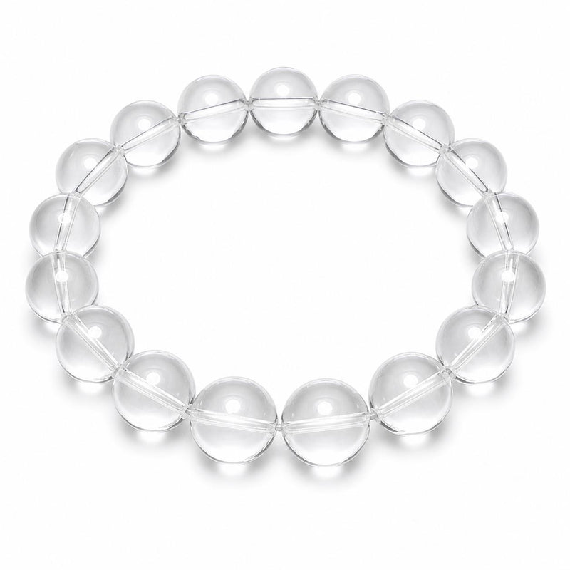 Natural Clear Quartz Bracelet 10 mm | Crystal Healing Bracelet for Energy, Meditation, Reiki & Chakr