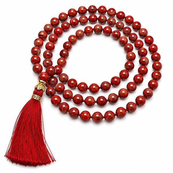 Red Jasper Jap Mala 108 Beads | Natural Crystal Prayer & Meditation Mala
