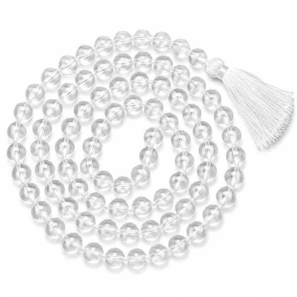 Clear Quartz Jap Mala 108 Beads | Natural Crystal Prayer & Meditation Mala