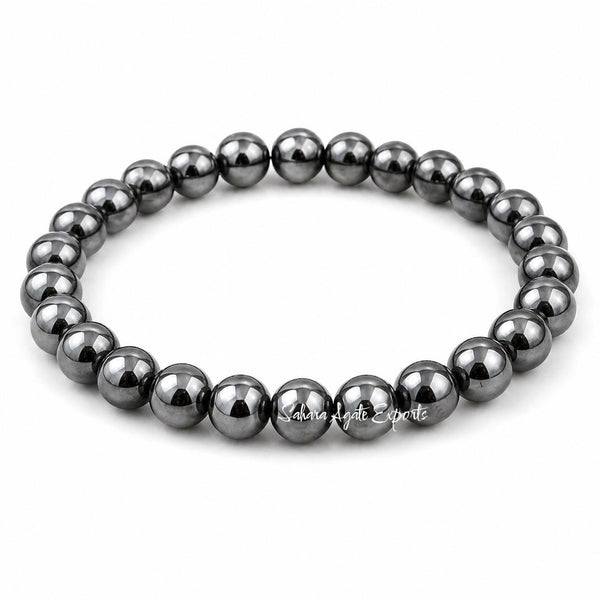 Natural Hematite Bracelet 8mm | Premium Metallic Stone Bracelet