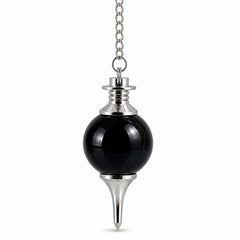 Natural Black Obsidian Sphere Pendulum for Protection & Energy Healing