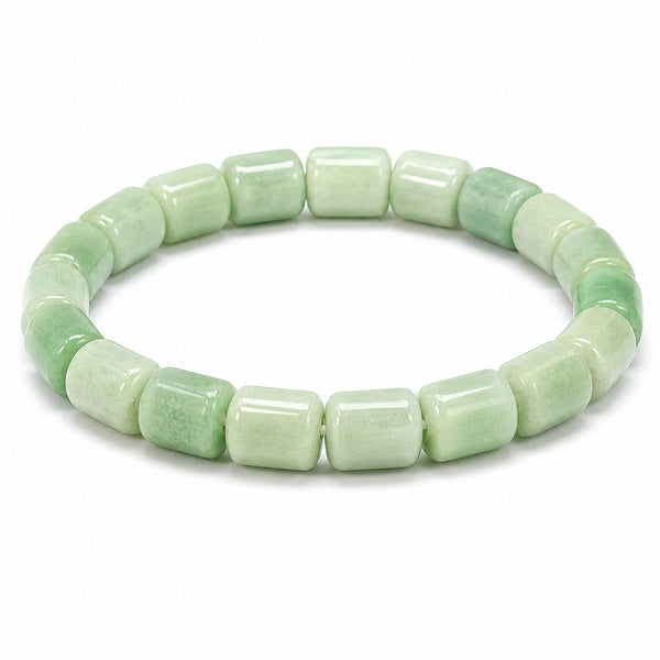Natural Green Aventurine Cylinder Bead Bracelet | Handmade Crystal Stretch Bracelet | Premium Gemsto