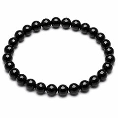 Black Obsidian Diamond Cut Bracelet 6mm | Natural Crystal Beaded Bracelet