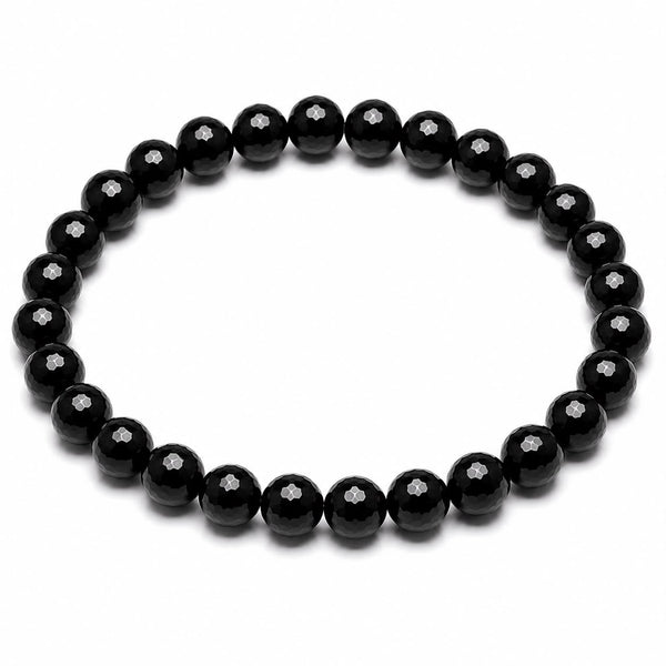 Black Obsidian Diamond Cut Bracelet 6mm | Natural Crystal Beaded Bracelet