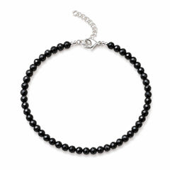Black Onyx Faceted Anklet | Natural Crystal Beaded Anklet