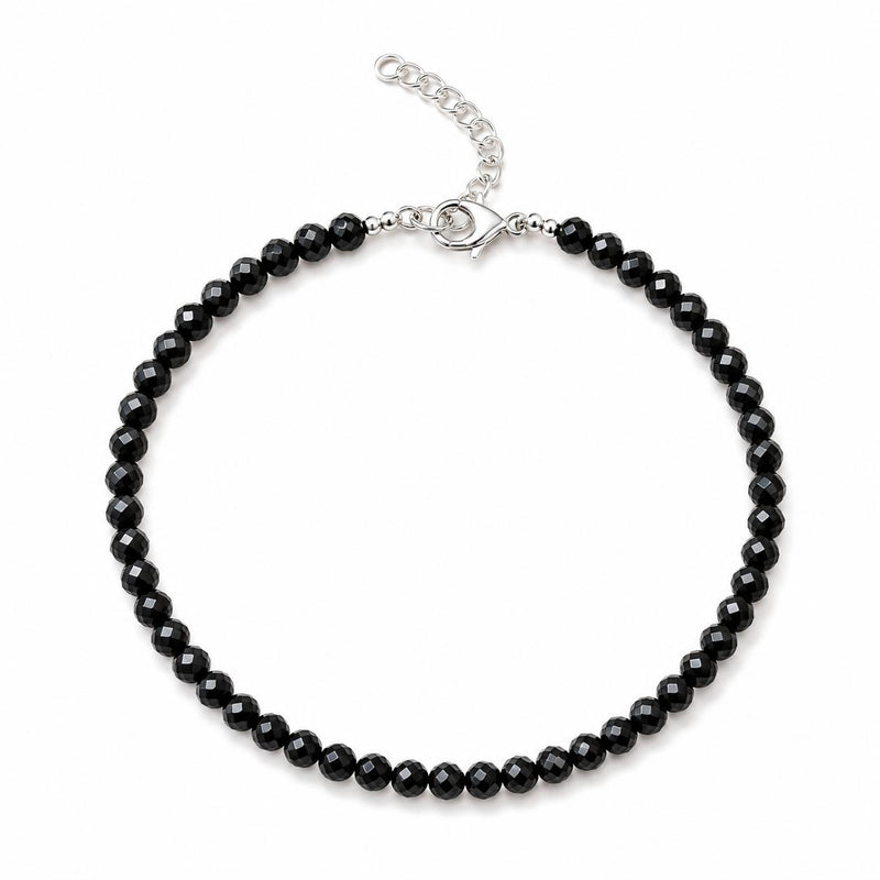 Black Onyx Faceted Anklet | Natural Crystal Beaded Anklet